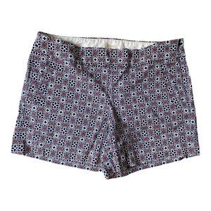 J. Crew Women’s Printed Stretch Chino Shorts Floral Navy Blue Side Zip, Size 6